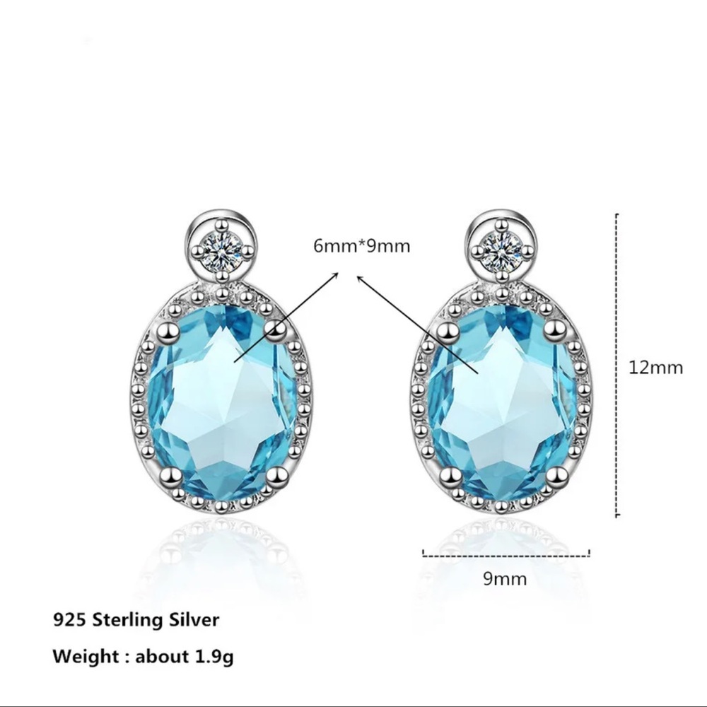 🌟 Blue Sterling Silver 925 Earrings - Picture 3 of 3
